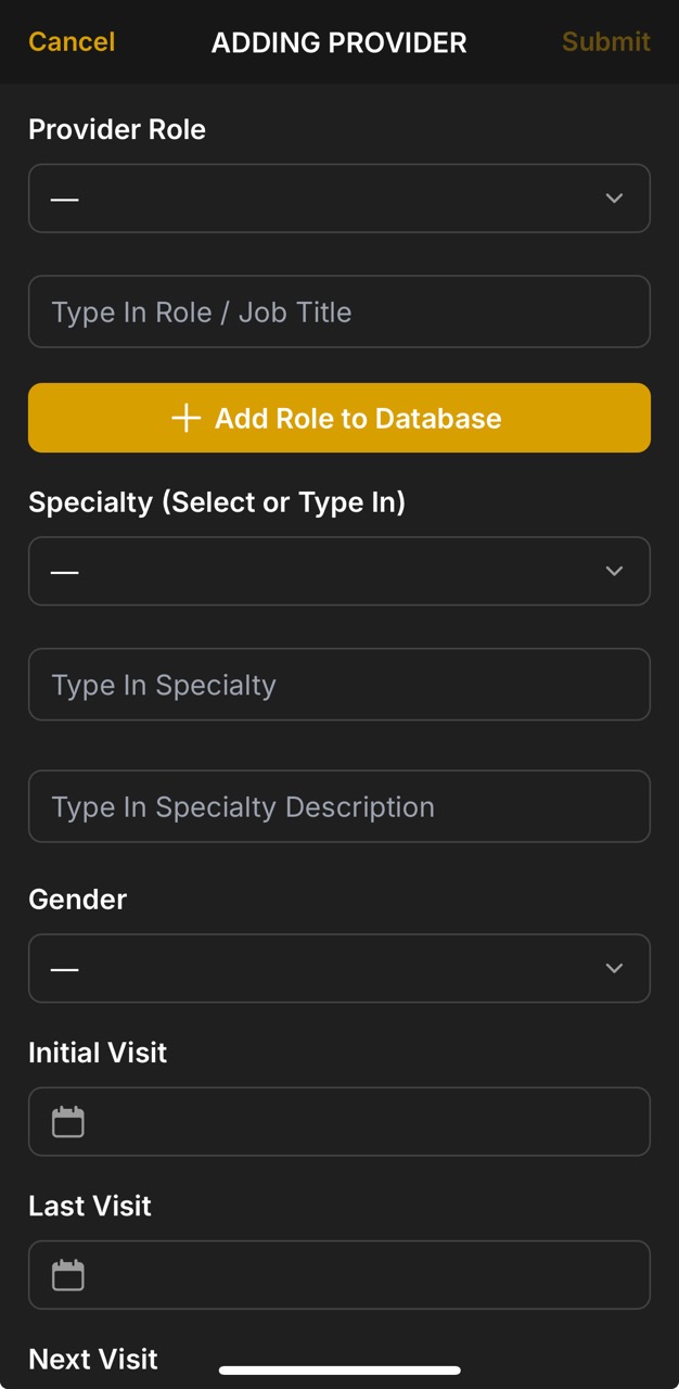 Providers Page (Add Provider Form)
